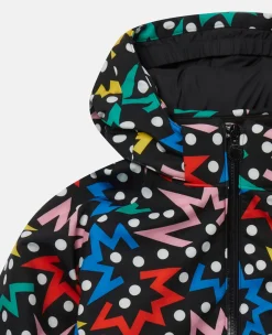 Starburst Print Hooded Puffer Coat