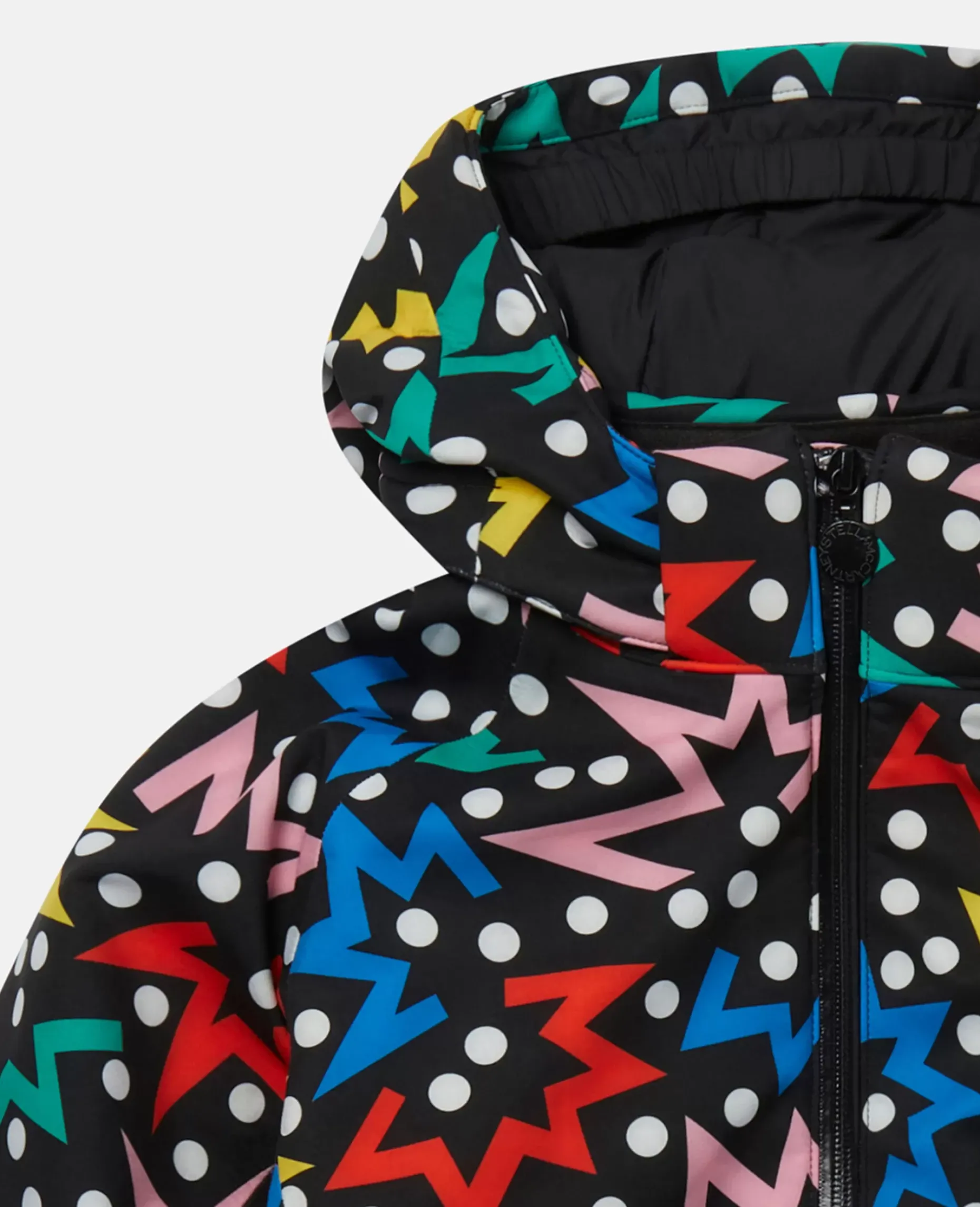 Starburst Print Hooded Puffer Coat