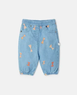 Striped Bow Print Baby Jeans