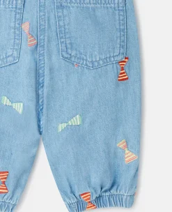Striped Bow Print Baby Jeans