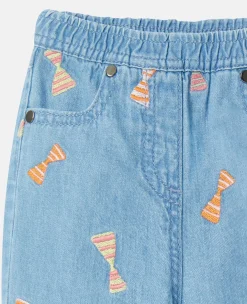 Striped Bow Print Baby Jeans
