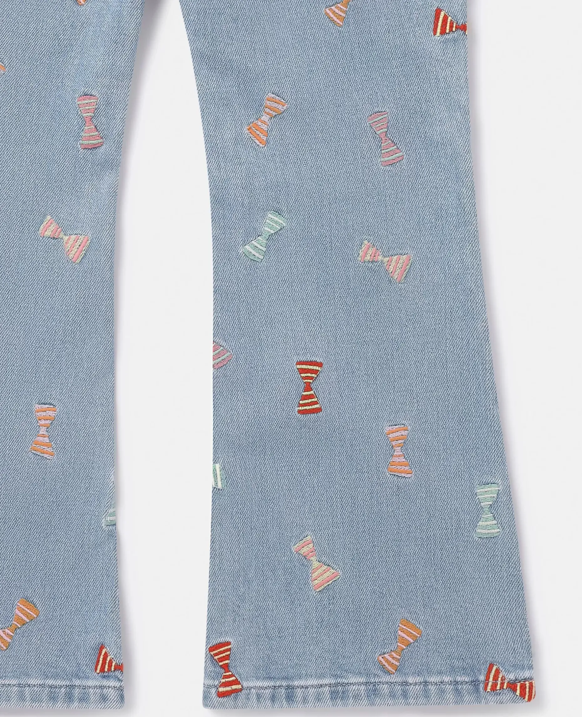 Striped Bow Print Flared Jeans