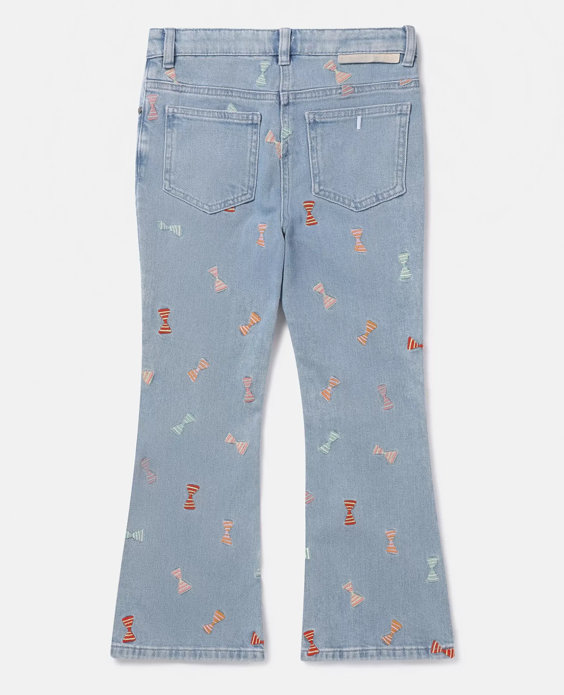 Striped Bow Print Flared Jeans