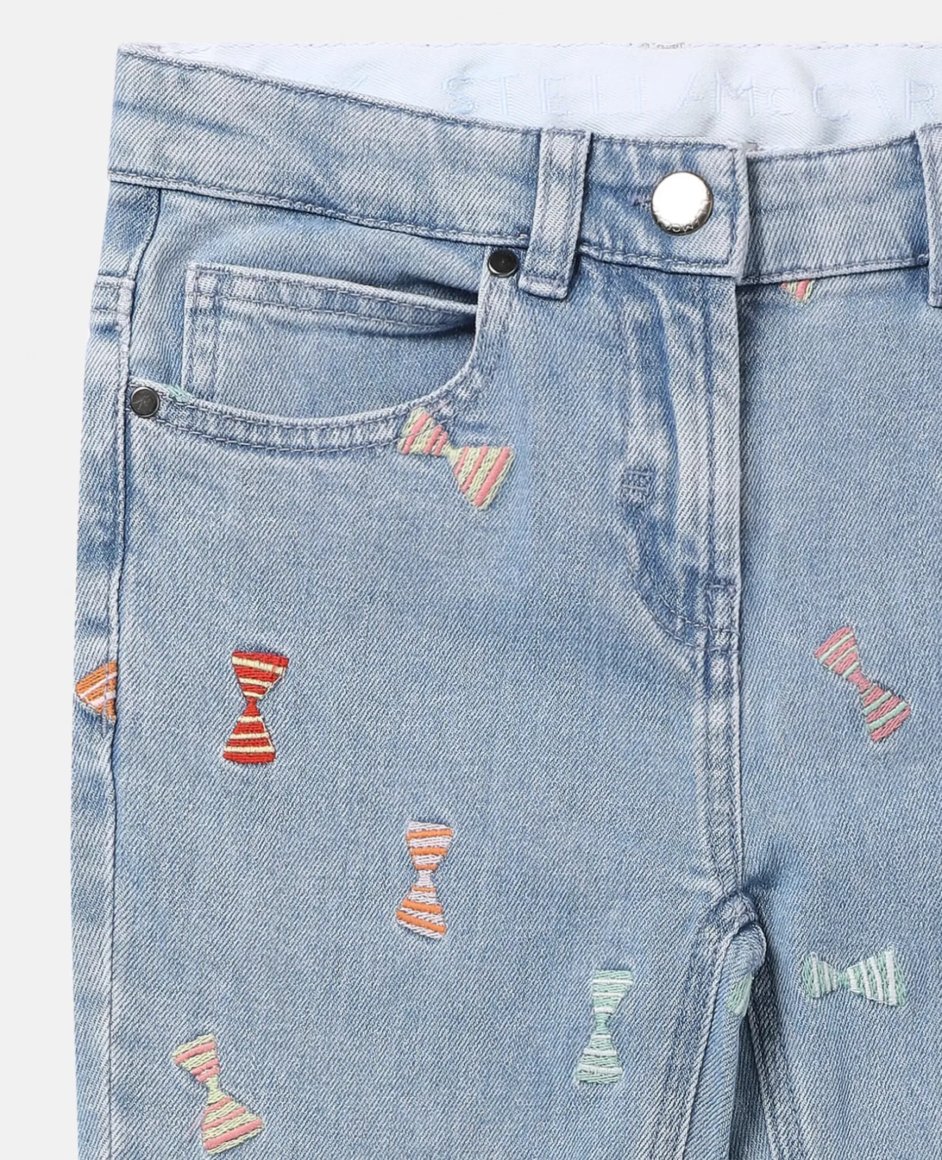 Striped Bow Print Flared Jeans