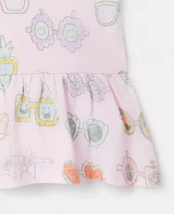 Sunglasses Doodle Print Frilled Dress