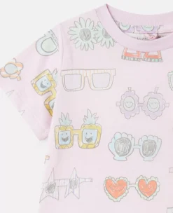 Sunglasses Doodle Print Frilled Dress