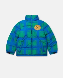 Sunshine Face Checked Puffer Coat