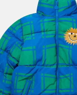 Sunshine Face Checked Puffer Coat