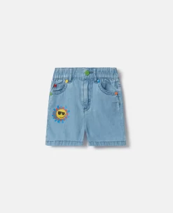 Sunshine Print Denim Shorts