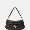 S-Wave Croc-Effect Embossed Shoulder Bag