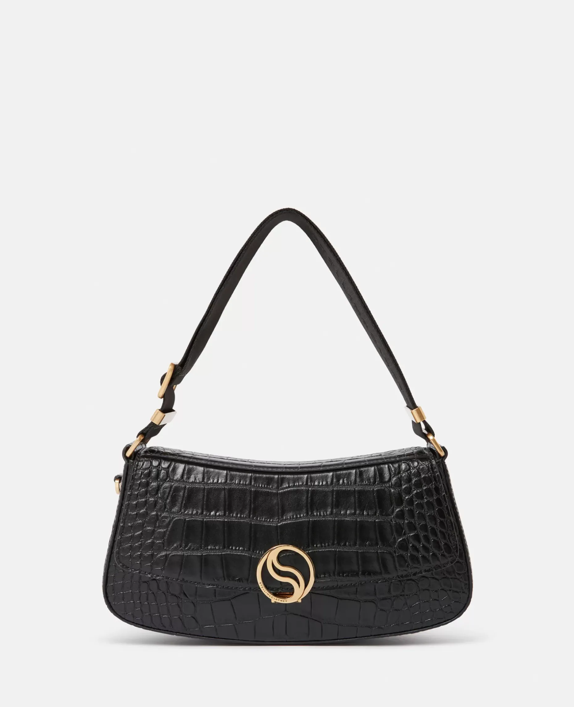S-Wave Croc-Effect Embossed Shoulder Bag