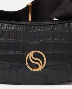 S-Wave Croc-Effect Embossed Shoulder Bag
