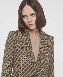 S-Wave Print Single-Breasted Blazer