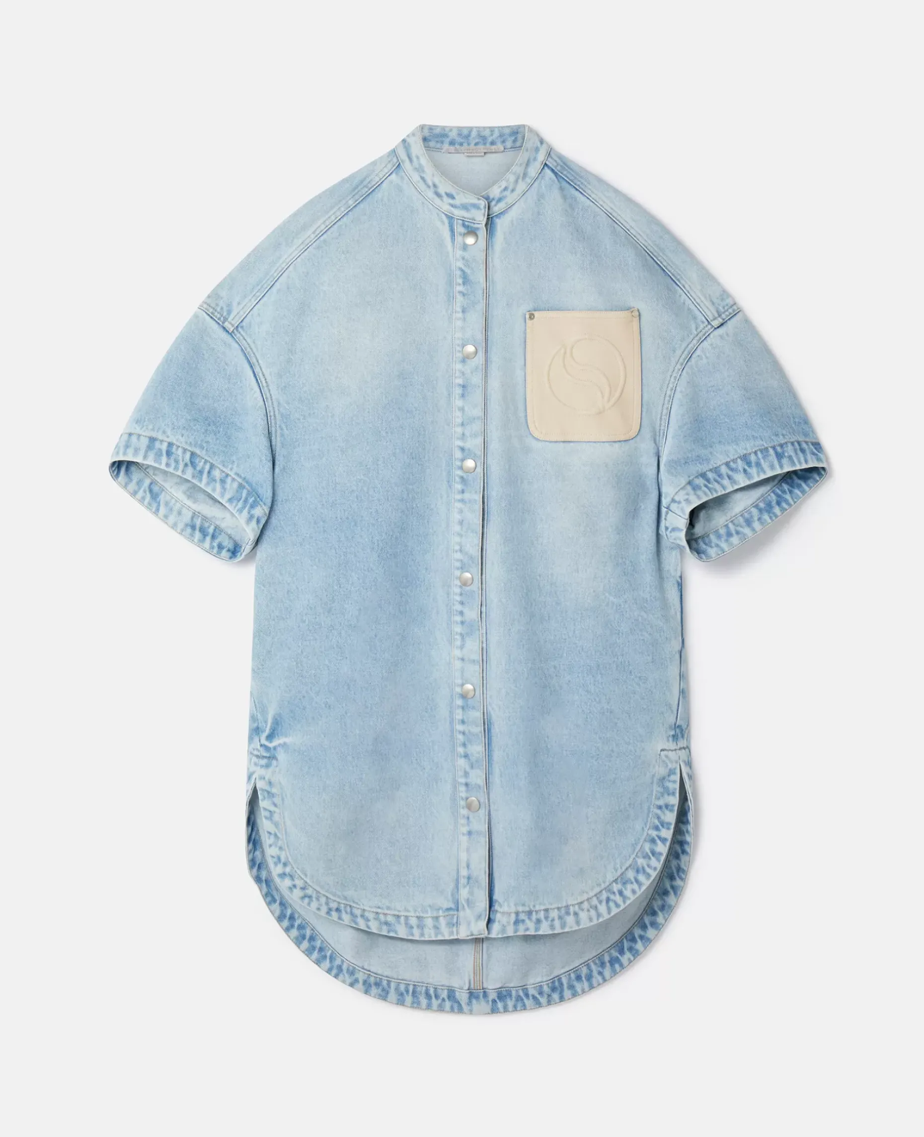 S-Wave Vintage Wash Collarless Denim Dress