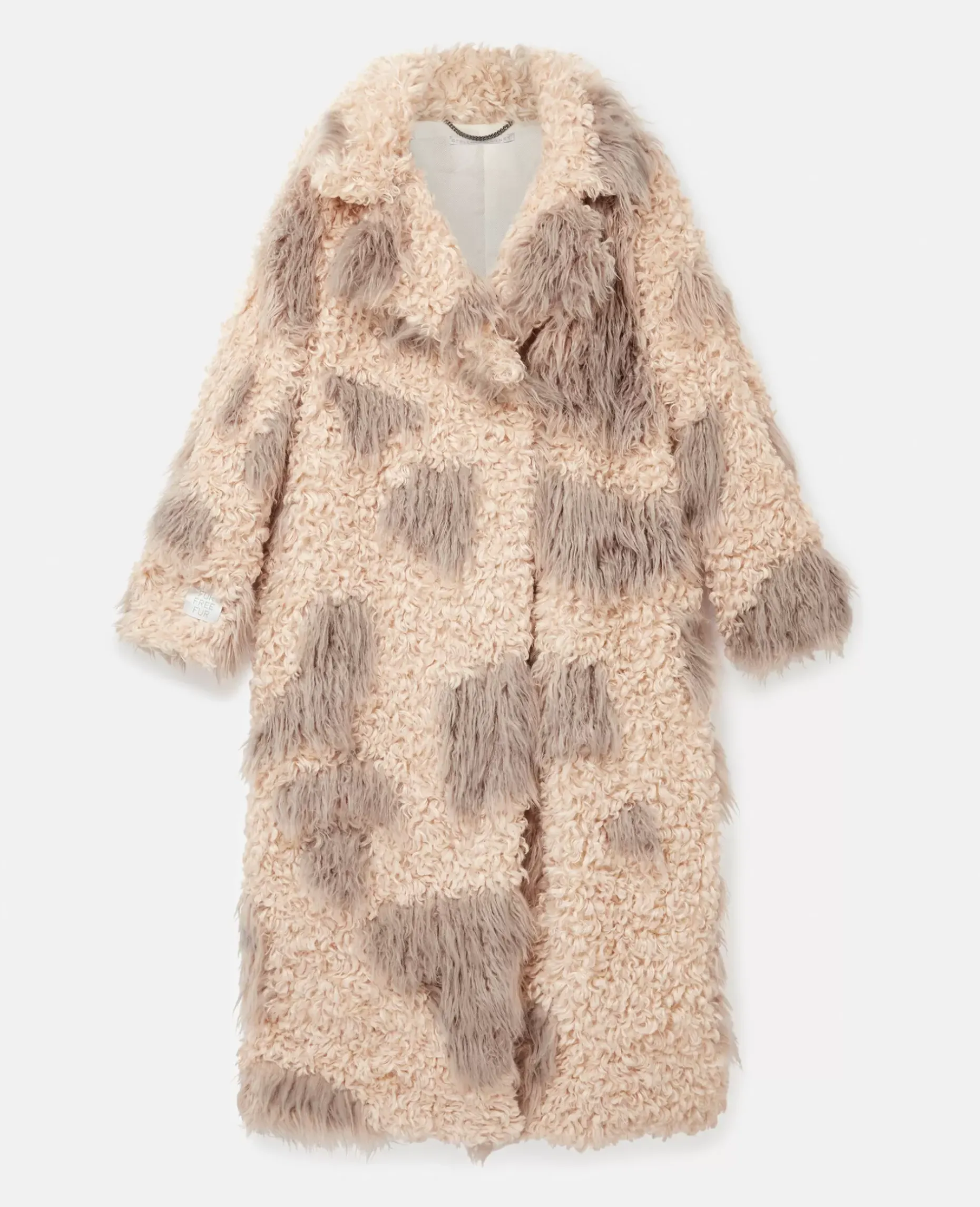 Tree Bark Print Long Teddy Coat
