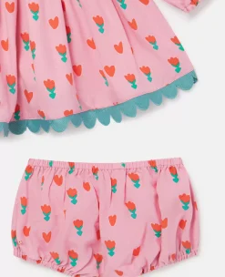 Tulip Print Dress And Bloomers Set