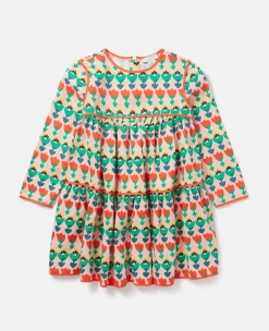 Tulip Print Layered Jersey Dress
