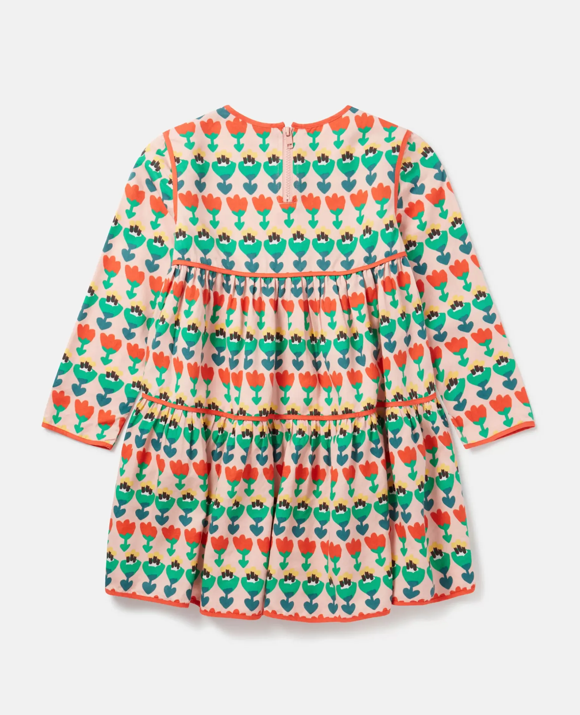 Tulip Print Layered Jersey Dress