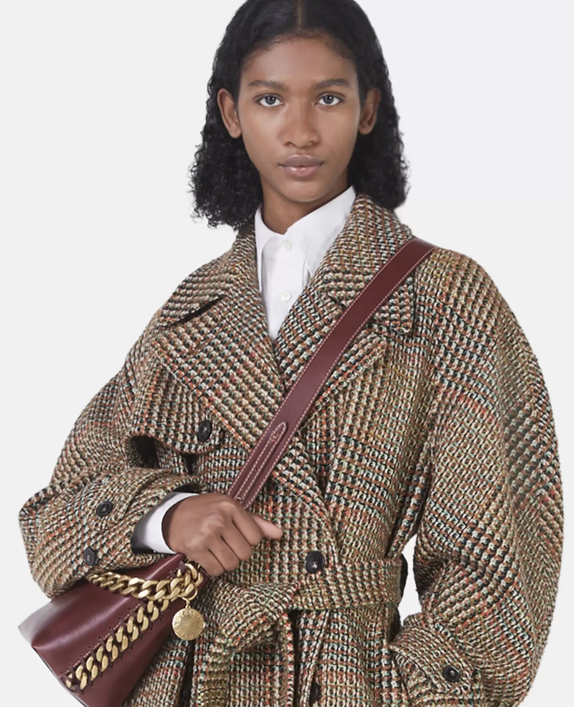 Tweed Belted Long Coat