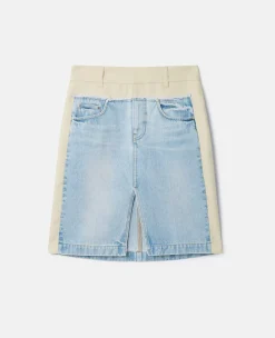 Two-Tone Panelled Denim Skirt