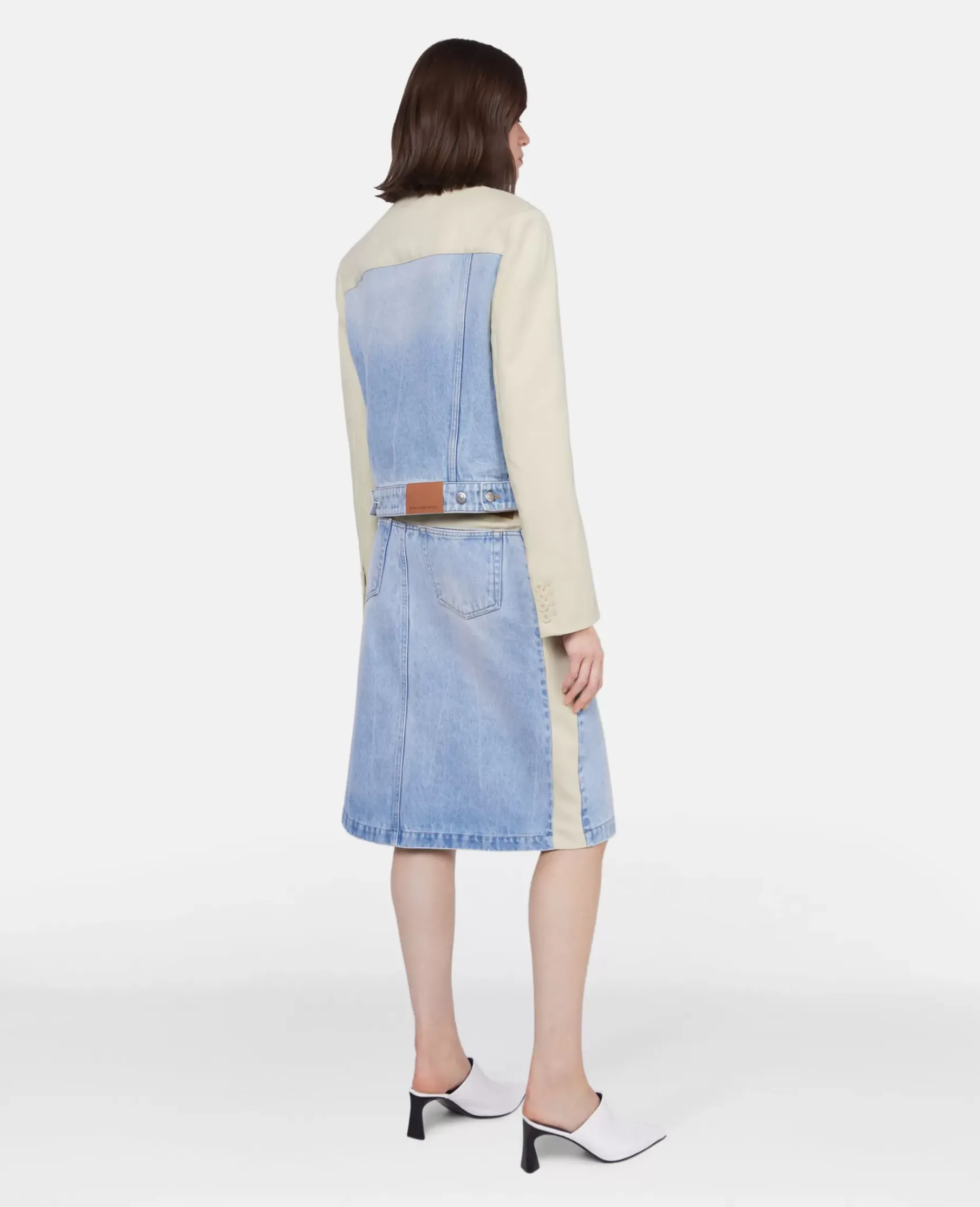 Two-Tone Panelled Denim Skirt