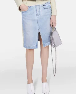 Two-Tone Panelled Denim Skirt
