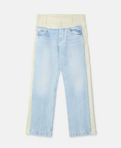 Two-Tone Panelled Straight Leg Jeans