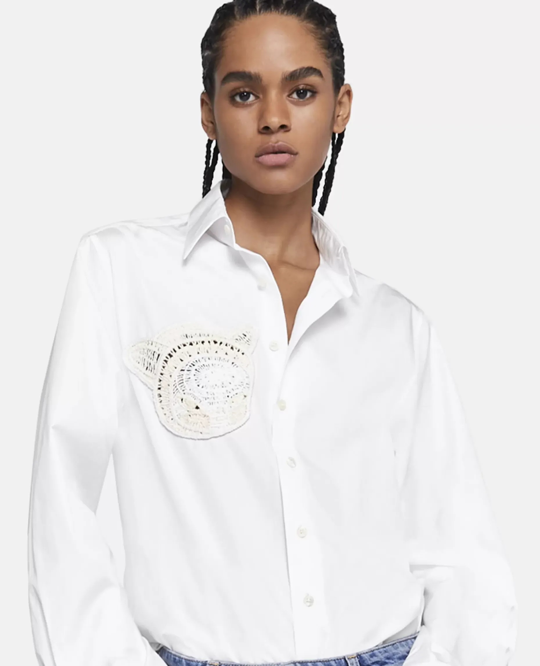 Upset Kitty Crochet Patch Longline Shirt