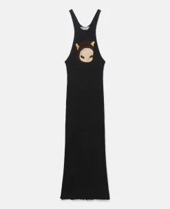 Upset Kitty Crochet Patch Racerback Midi Dress