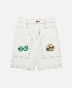 Veggie Embroidery Denim Shorts