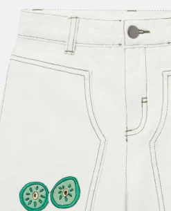 Veggie Embroidery Denim Shorts