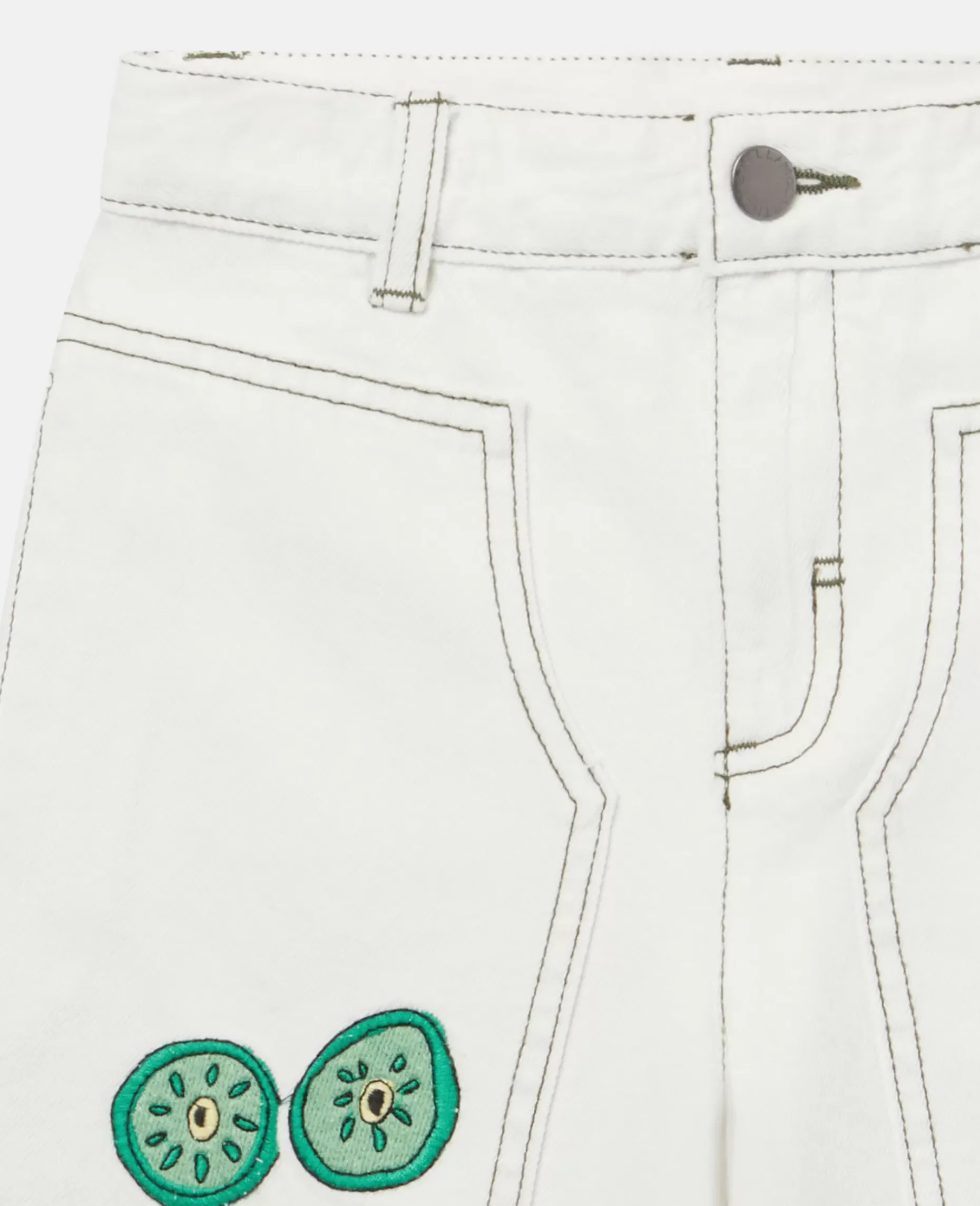 Veggie Embroidery Denim Shorts