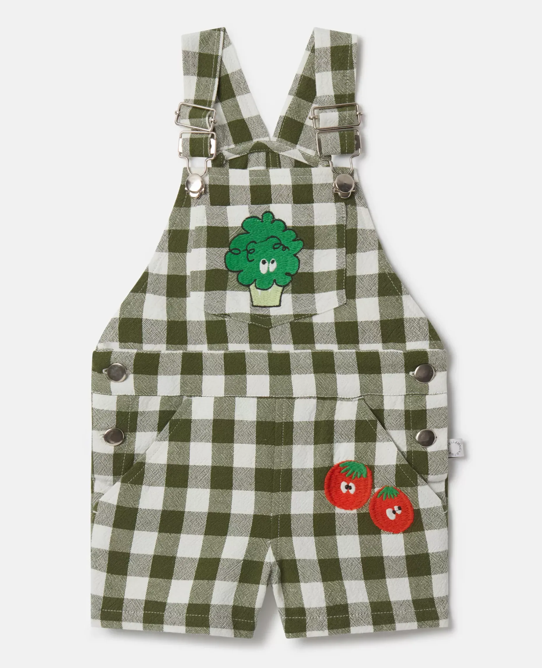 Veggie Embroidery Gingham Dungarees