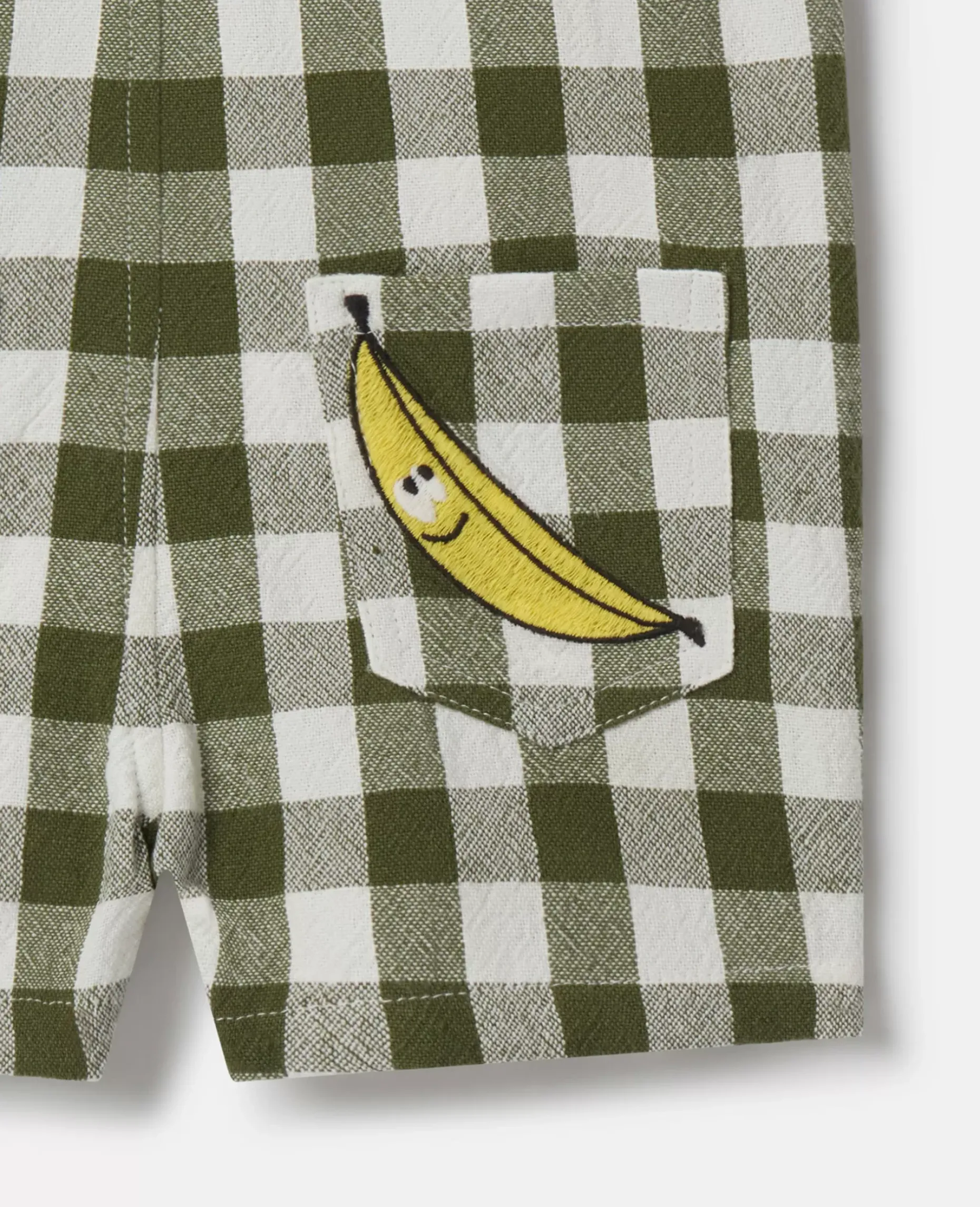 Veggie Embroidery Gingham Dungarees