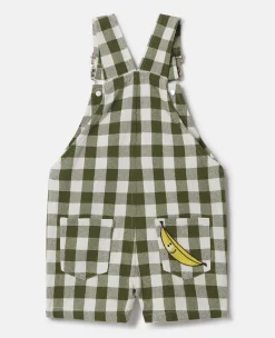 Veggie Embroidery Gingham Dungarees