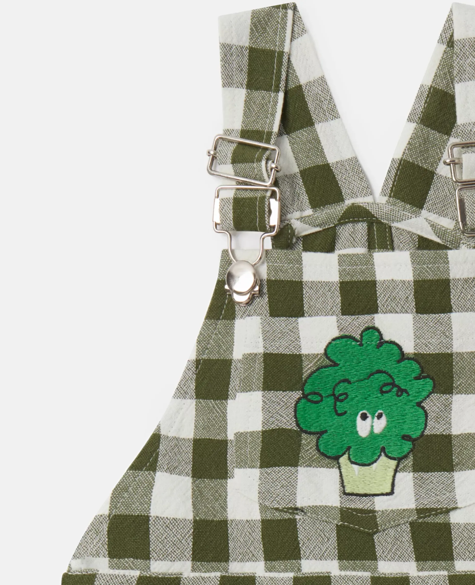Veggie Embroidery Gingham Dungarees