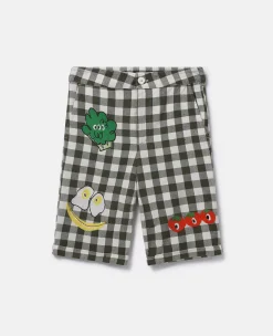 Veggie Embroidery Gingham Shorts