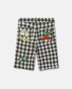 Veggie Embroidery Gingham Shorts