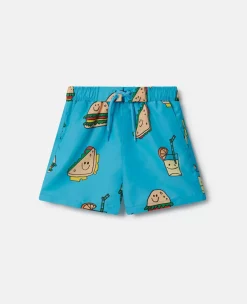 Veggie Sandwich Print Swim Shorts
