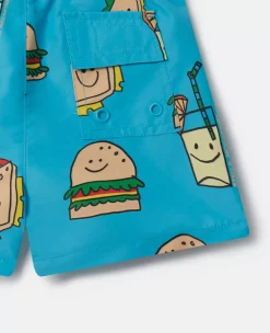 Veggie Sandwich Print Swim Shorts