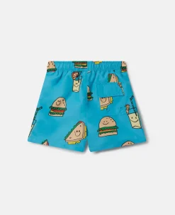 Veggie Sandwich Print Swim Shorts