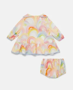 Watercolour Rainbow Print Dress And Bloomers Set