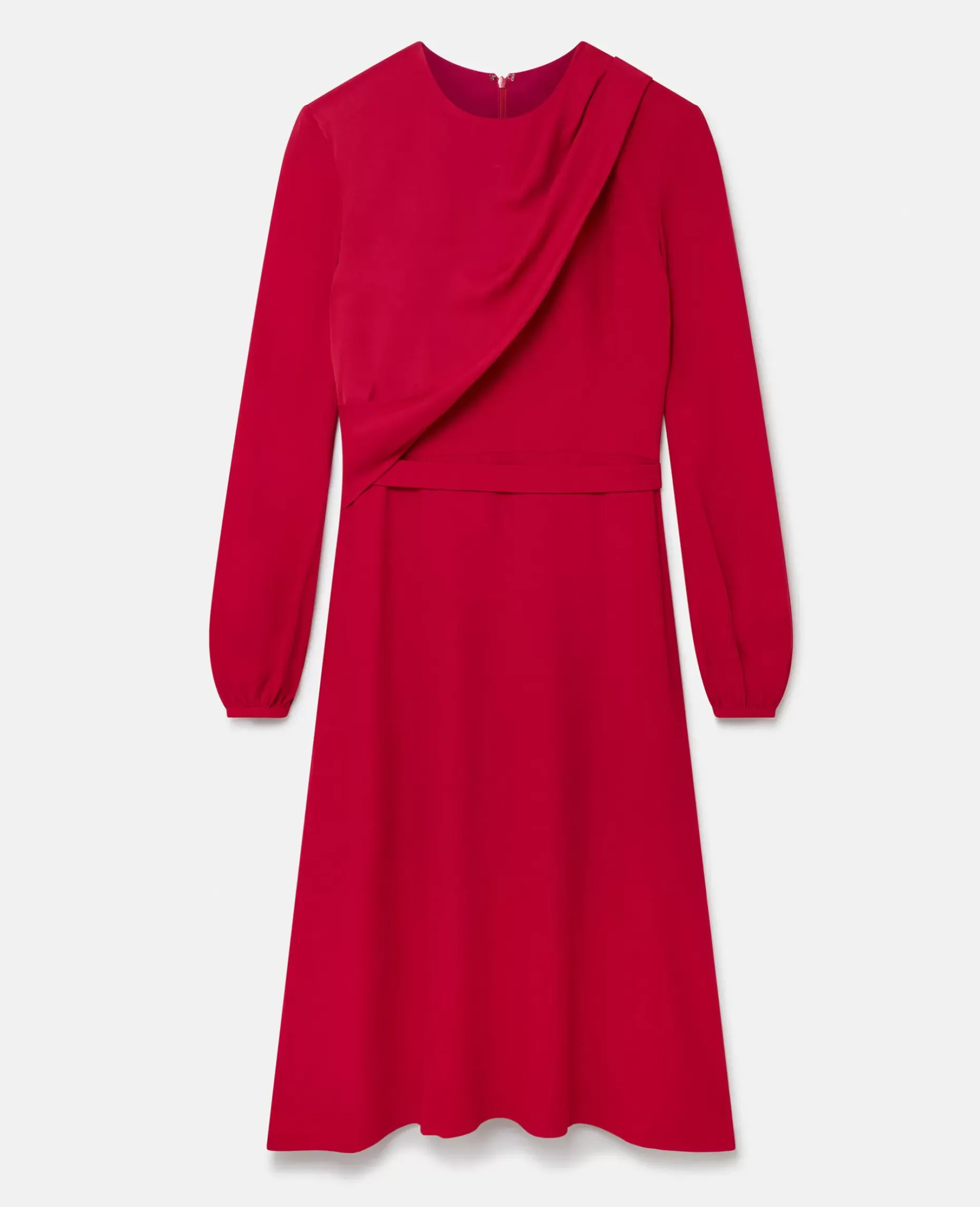 Wrap Front Twill Midi Dress