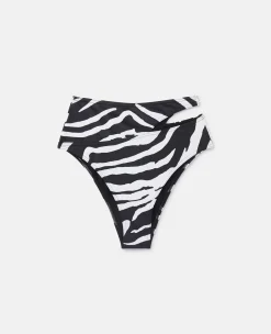 Zebra Print Cut-Out High-Waisted Bikini Briefs