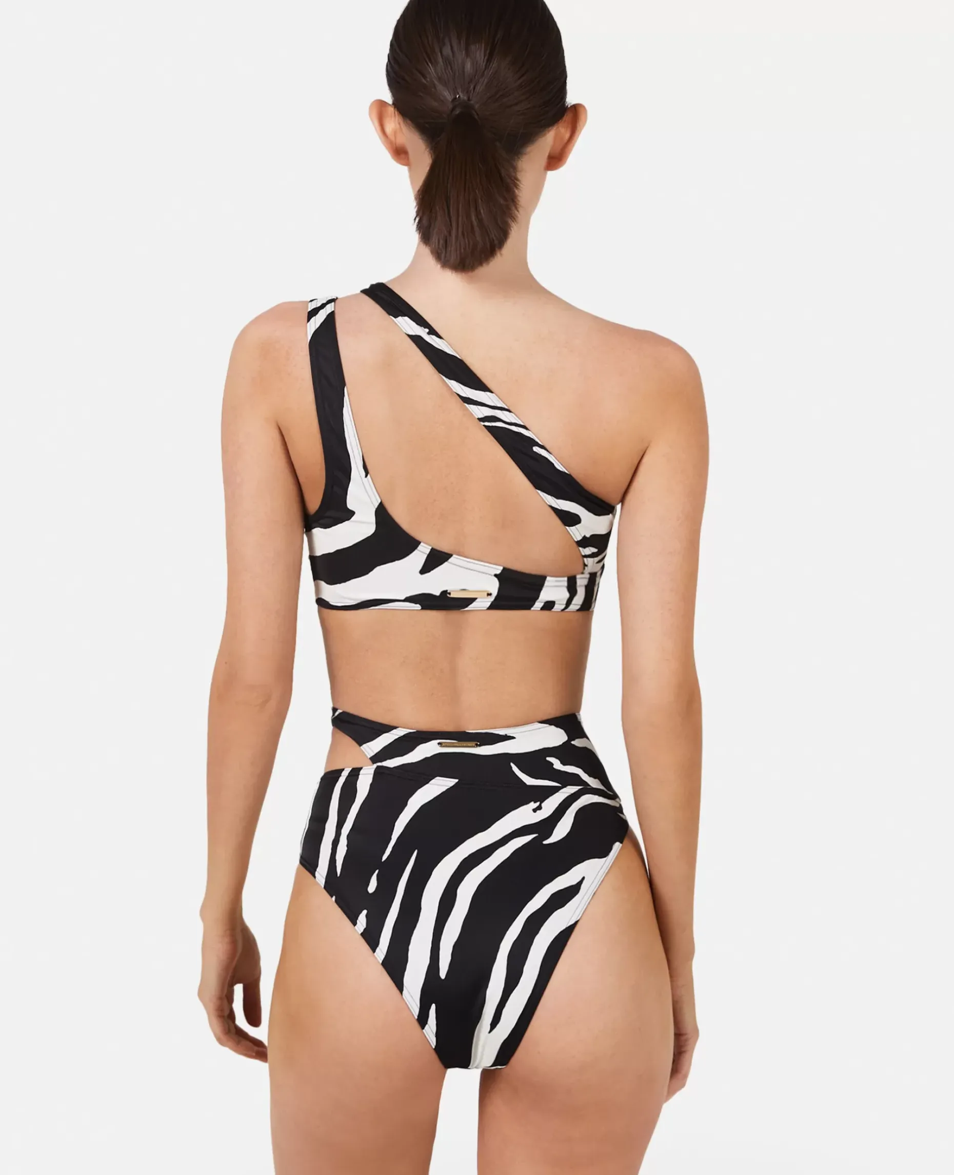 Zebra Print Cut-Out High-Waisted Bikini Briefs