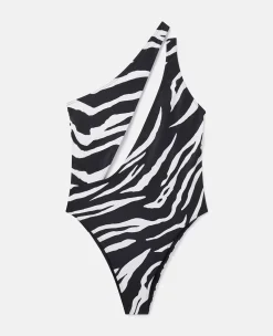 Zebra Print Cut-Out Swimsuit