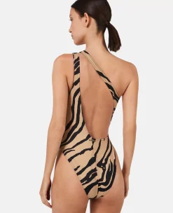 Zebra Print Cut-Out Swimsuit